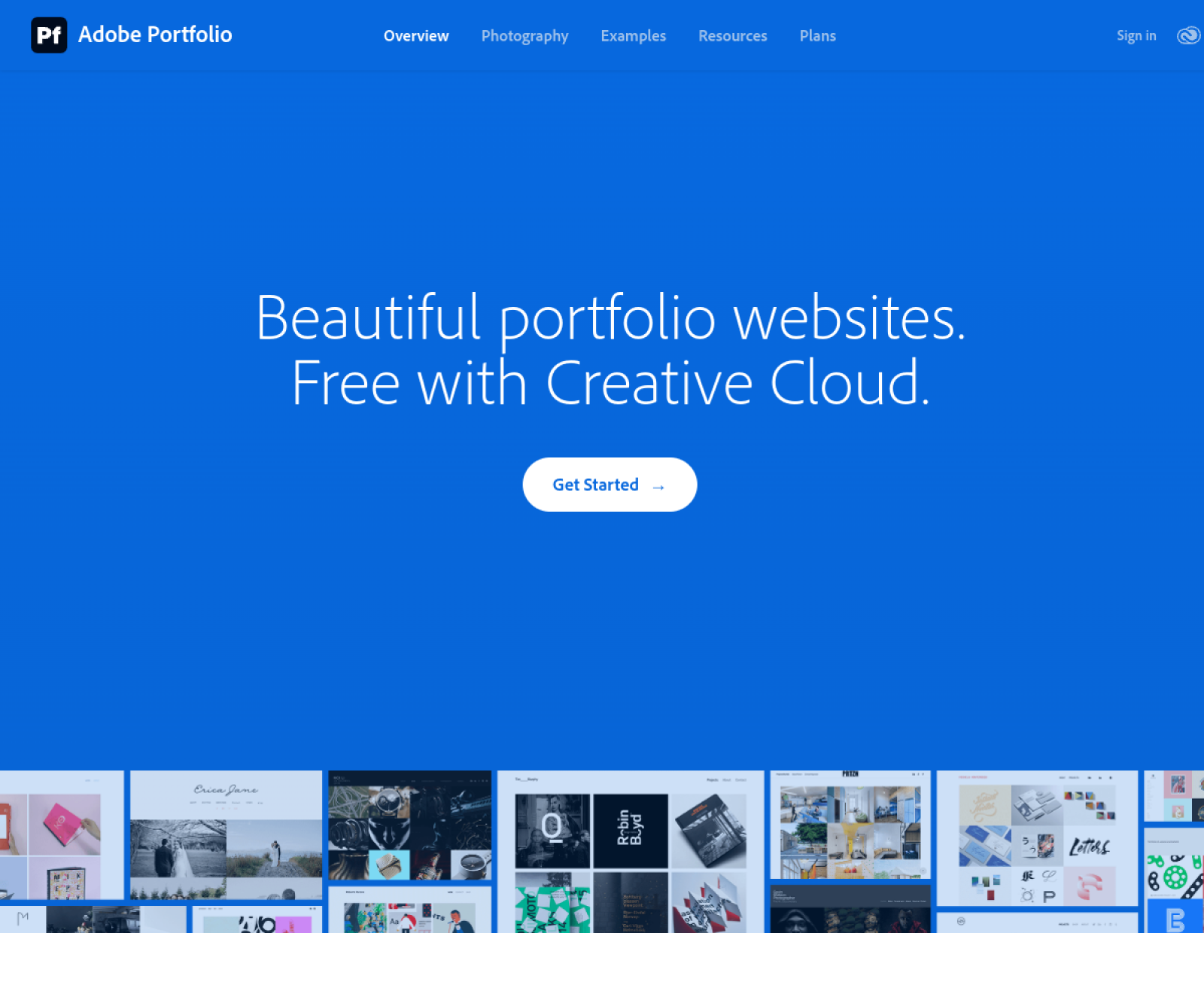 Adobe Portfolio website preview