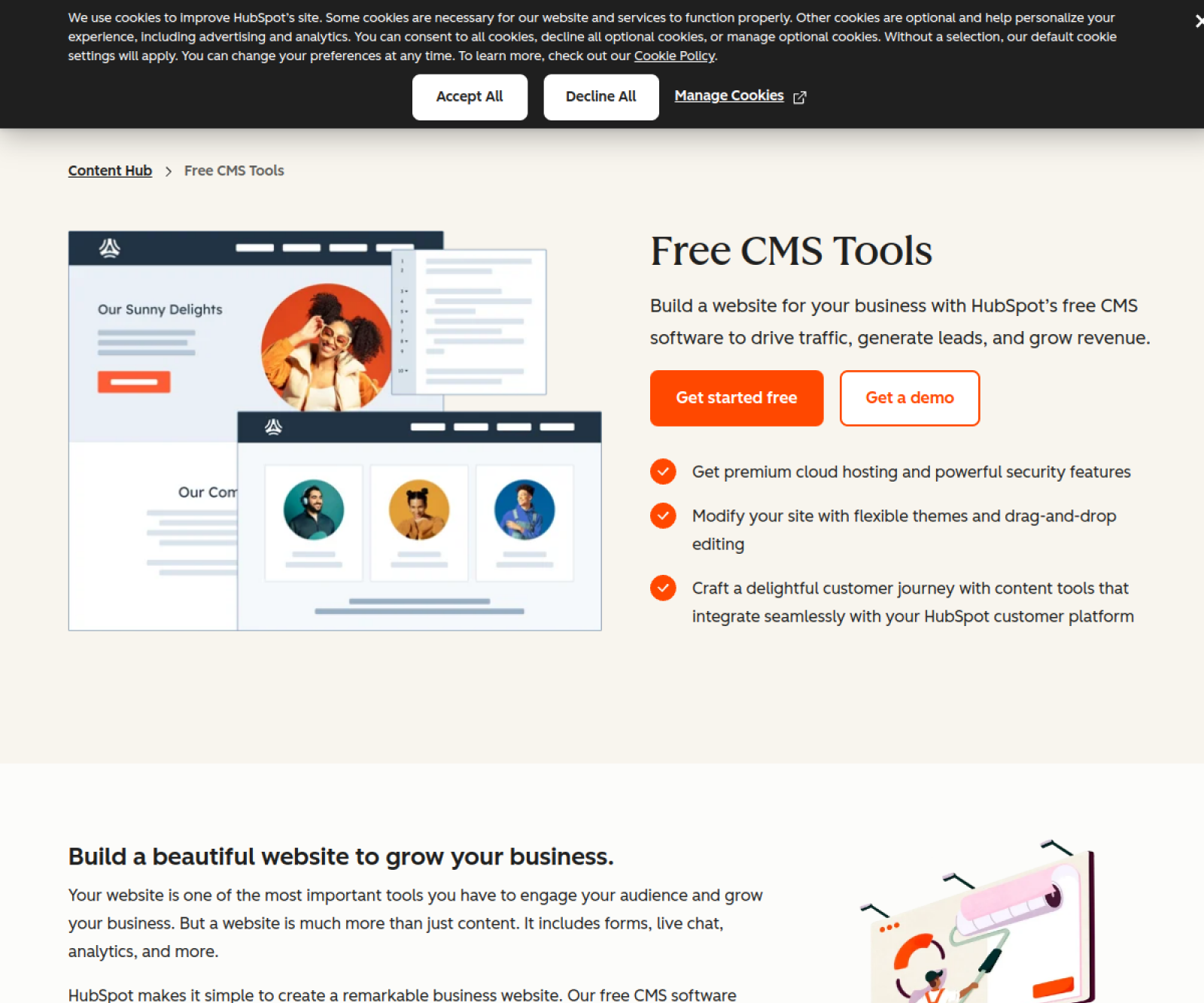 HubSpot CMS Hub website preview