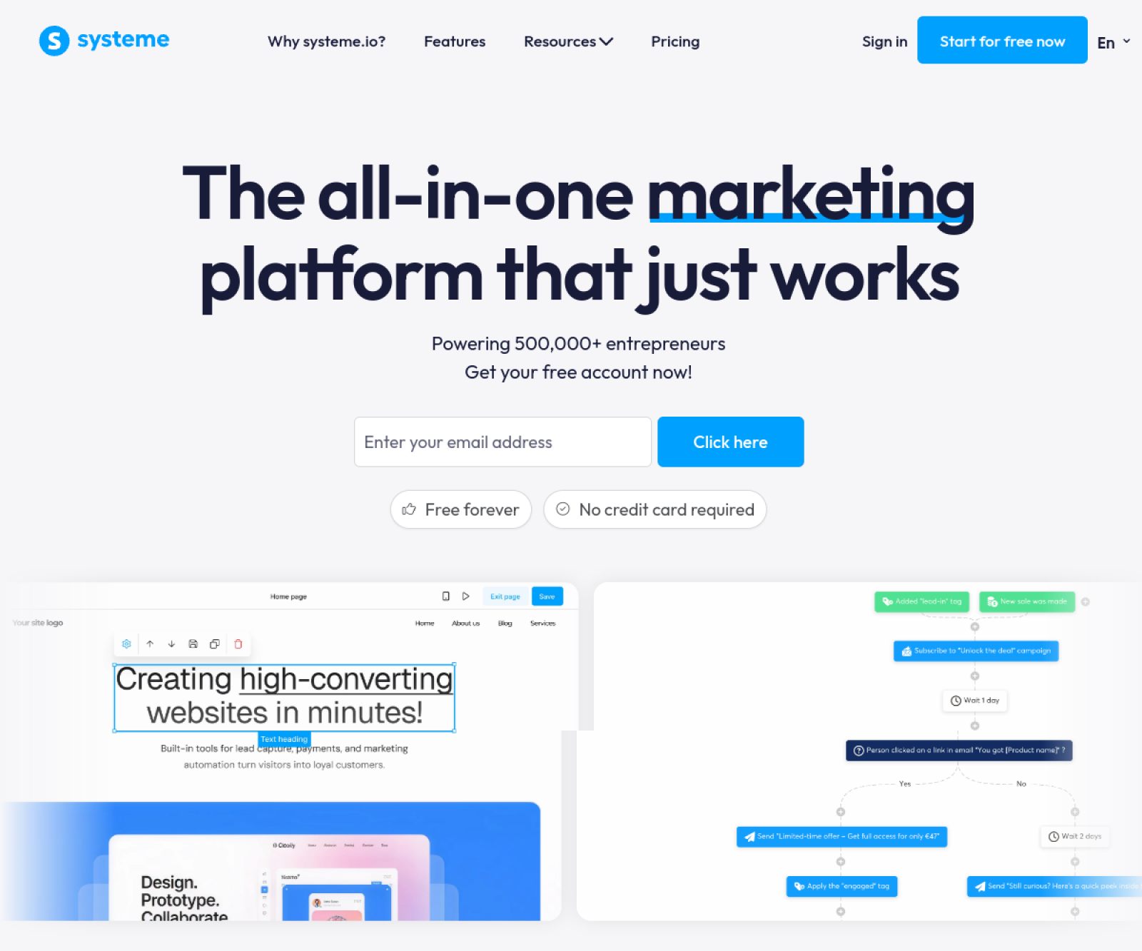 Systeme.io website preview