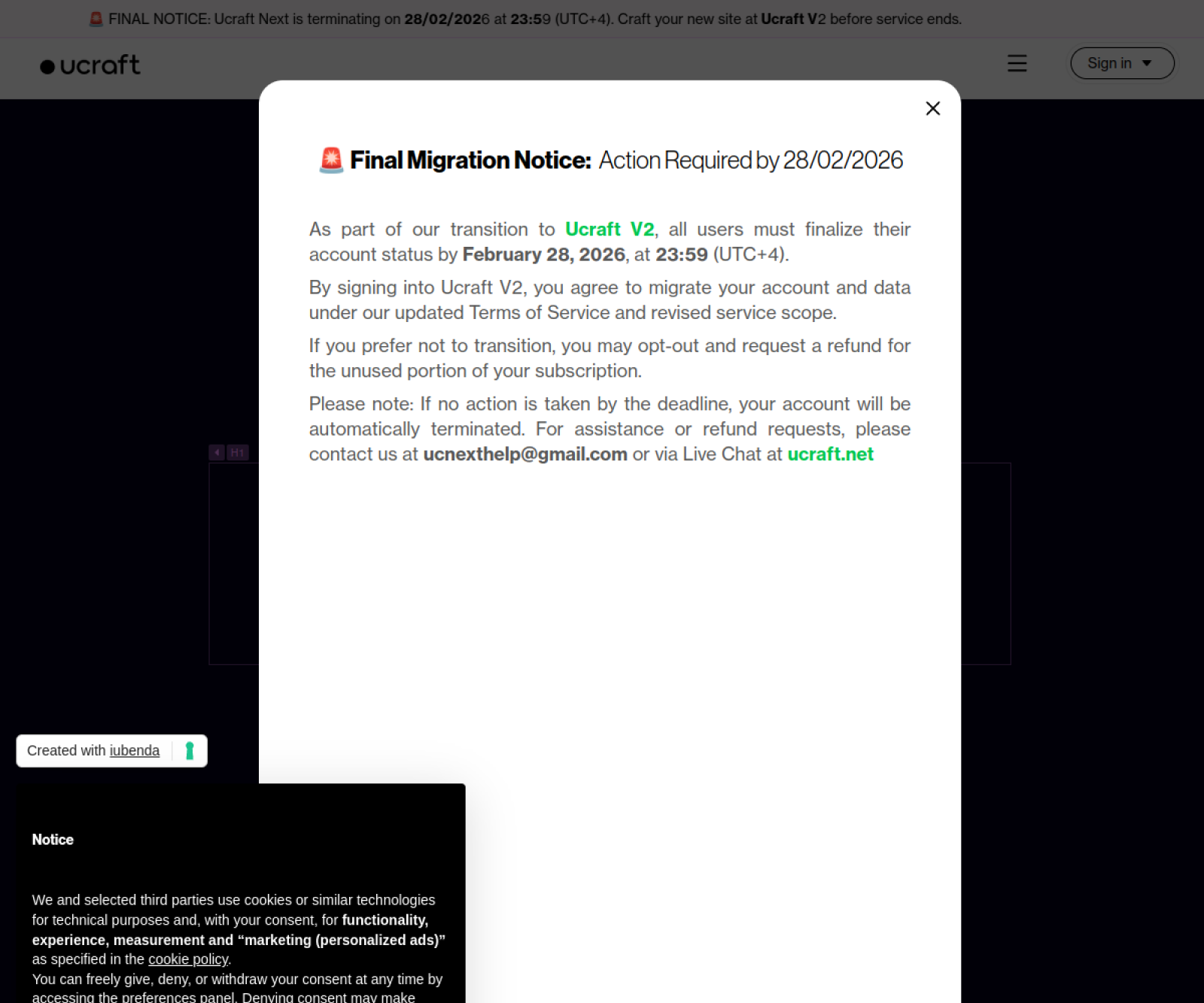 Ucraft website preview