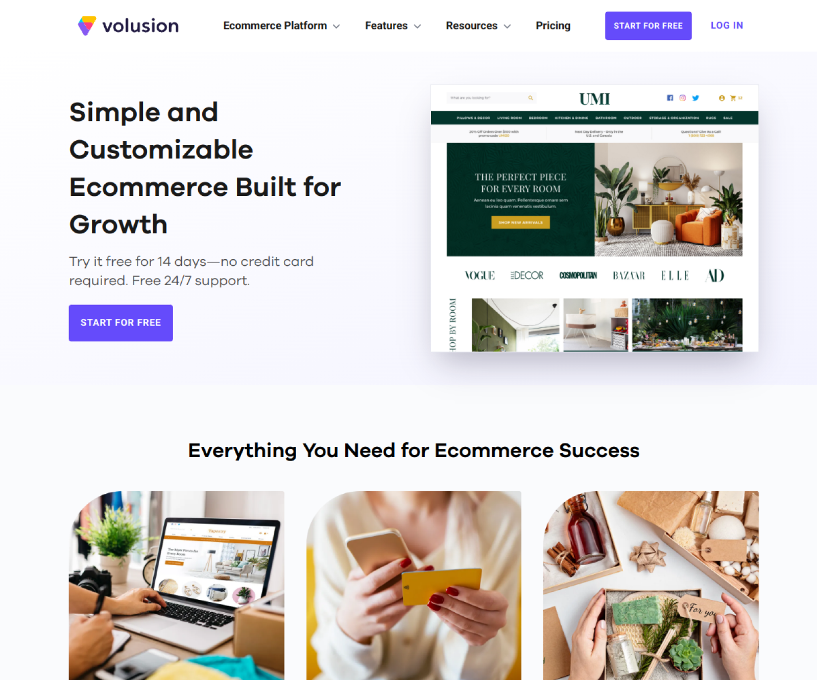 Volusion website preview