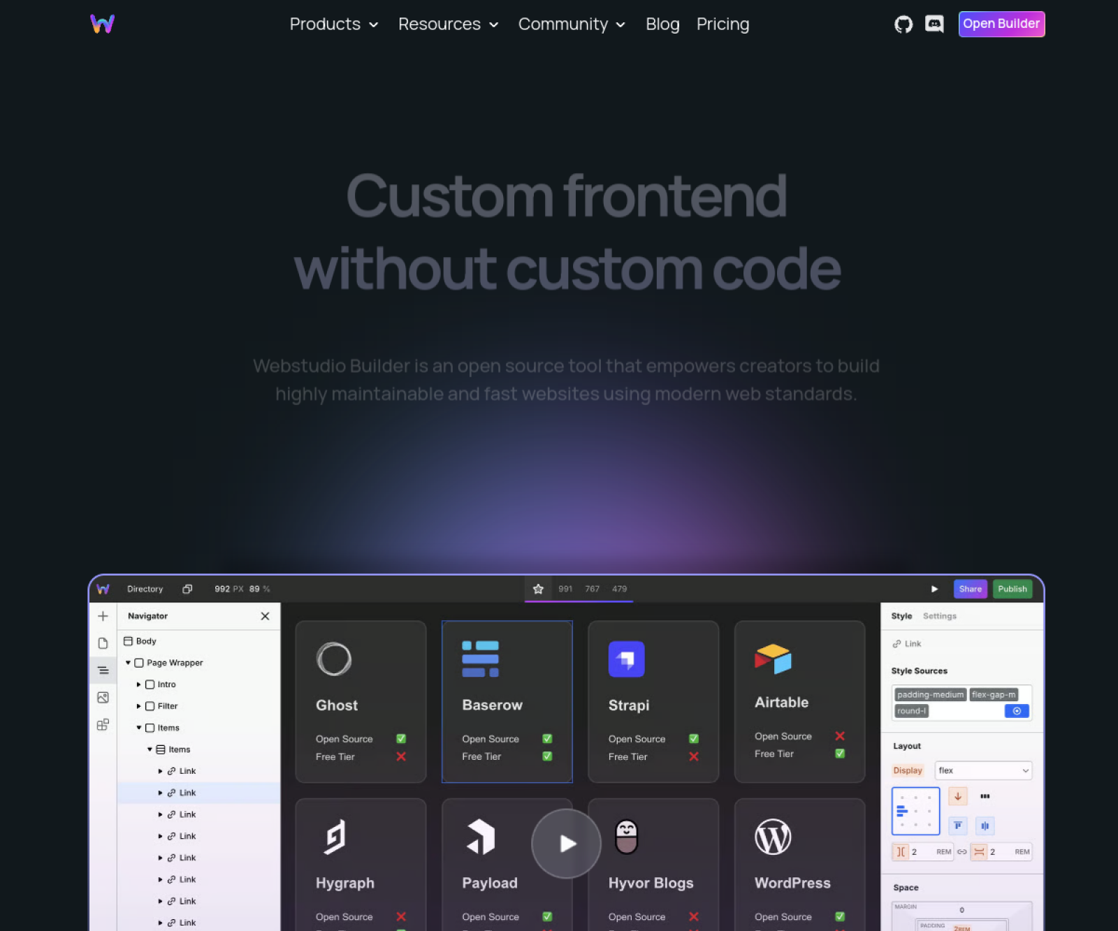 Webstudio website preview
